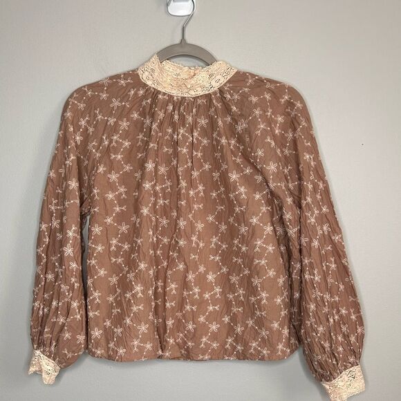 Zara Embroidered Lace Collar Top - Picture 4 of 6